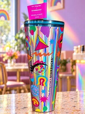 Starbucks Pride 2023 Tim Singleton Holographic Cold Cup 24oz Venti NWT Teal